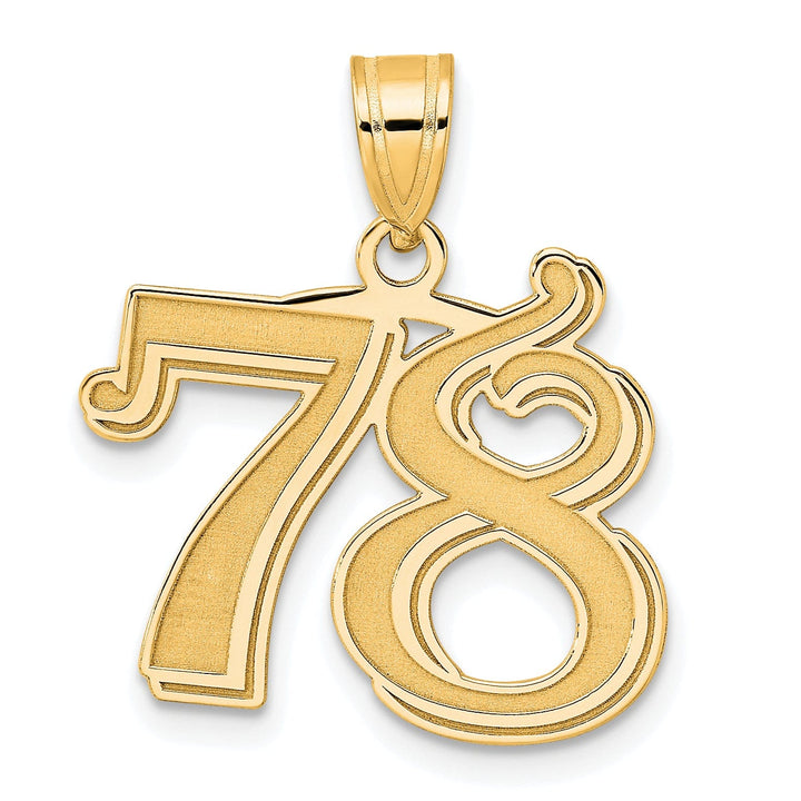 Lovely Rita's Pendants & Charms 14k Yellow Gold Polished Etched Finish Number 78 Charm Pendant