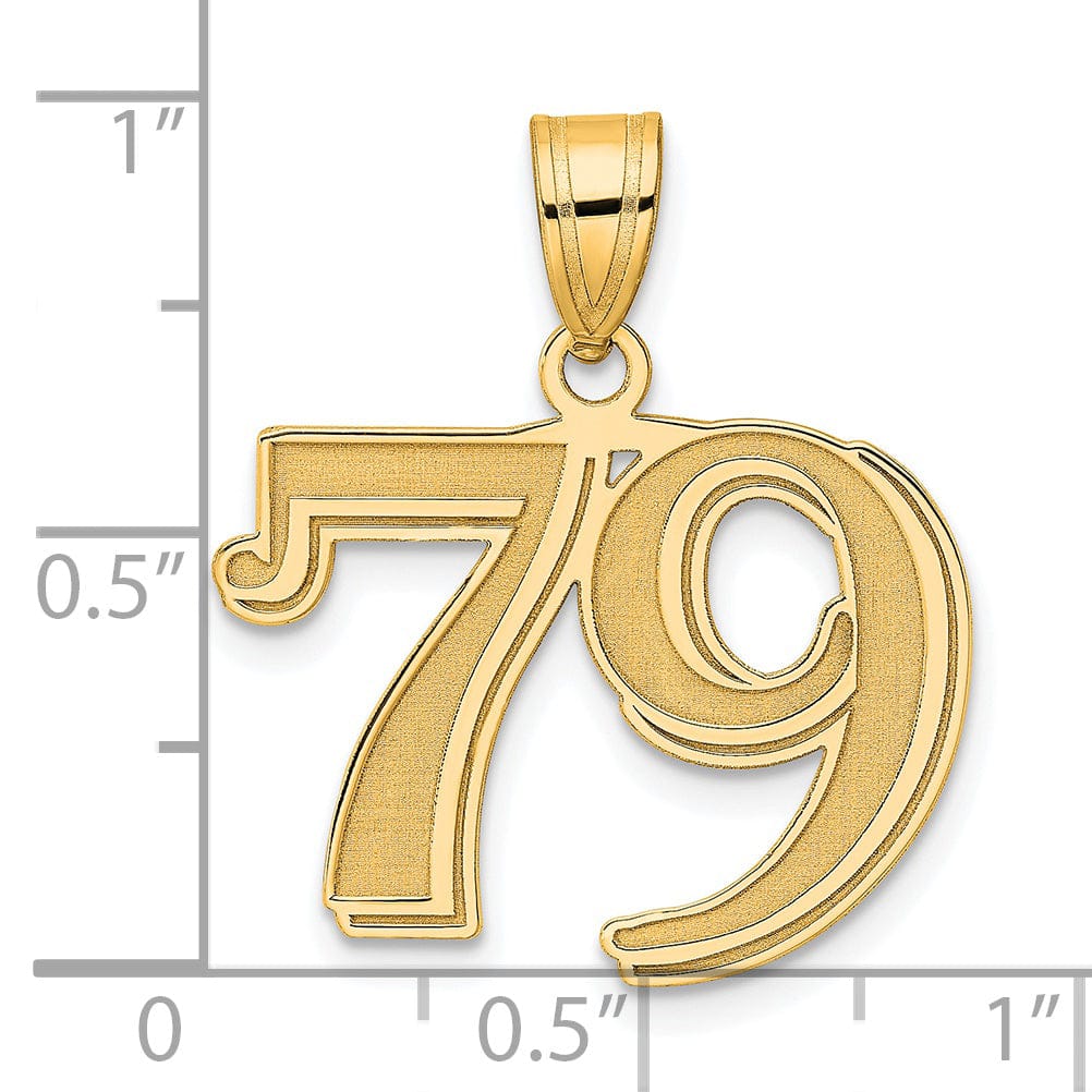 Lovely Rita's Pendants & Charms 14k Yellow Gold Polished Etched Finish Number 79 Charm Pendant