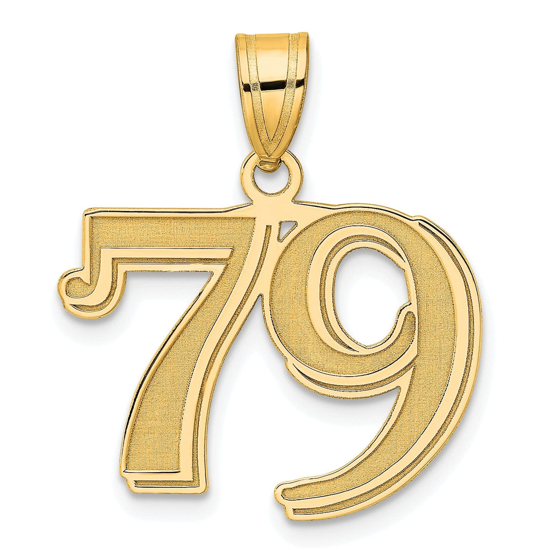 Lovely Rita's Pendants & Charms 14k Yellow Gold Polished Etched Finish Number 79 Charm Pendant