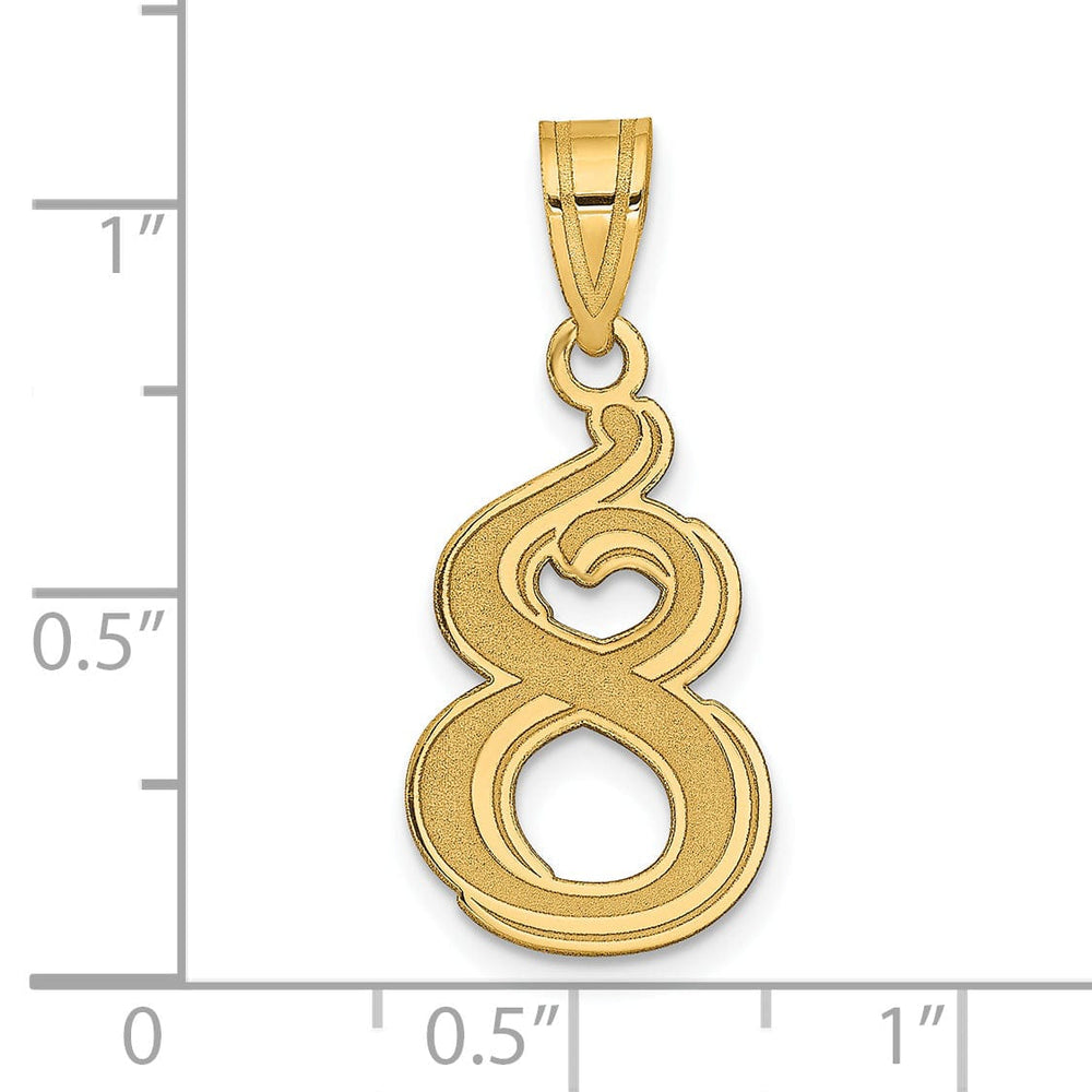 Lovely Rita's Pendants & Charms 14k Yellow Gold Polished Etched Finish Number 8 Charm Pendant