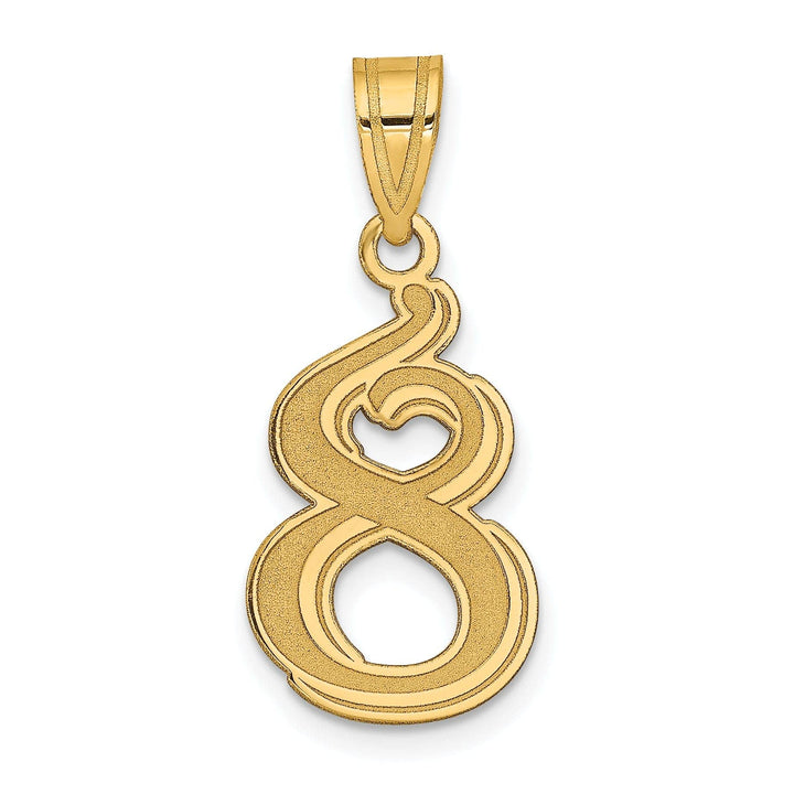 Lovely Rita's Pendants & Charms 14k Yellow Gold Polished Etched Finish Number 8 Charm Pendant