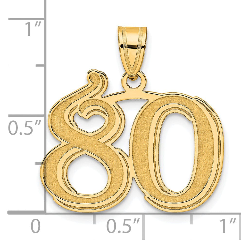 Lovely Rita's Pendants & Charms 14k Yellow Gold Polished Etched Finish Number 80 Charm Pendant