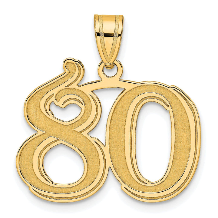 Lovely Rita's Pendants & Charms 14k Yellow Gold Polished Etched Finish Number 80 Charm Pendant