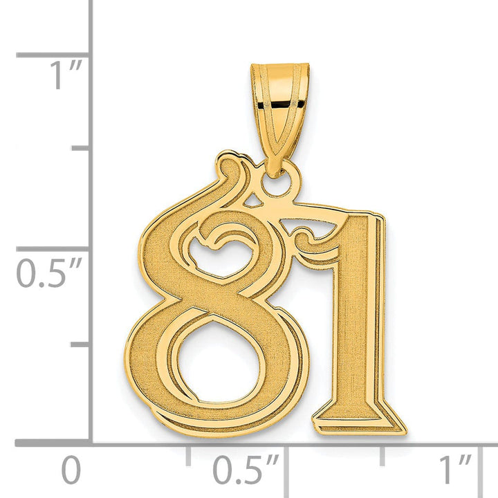 Lovely Rita's Pendants & Charms 14k Yellow Gold Polished Etched Finish Number 81 Charm Pendant