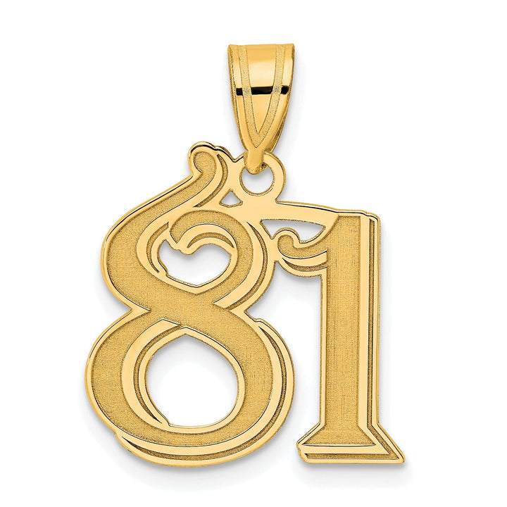Lovely Rita's Pendants & Charms 14k Yellow Gold Polished Etched Finish Number 81 Charm Pendant