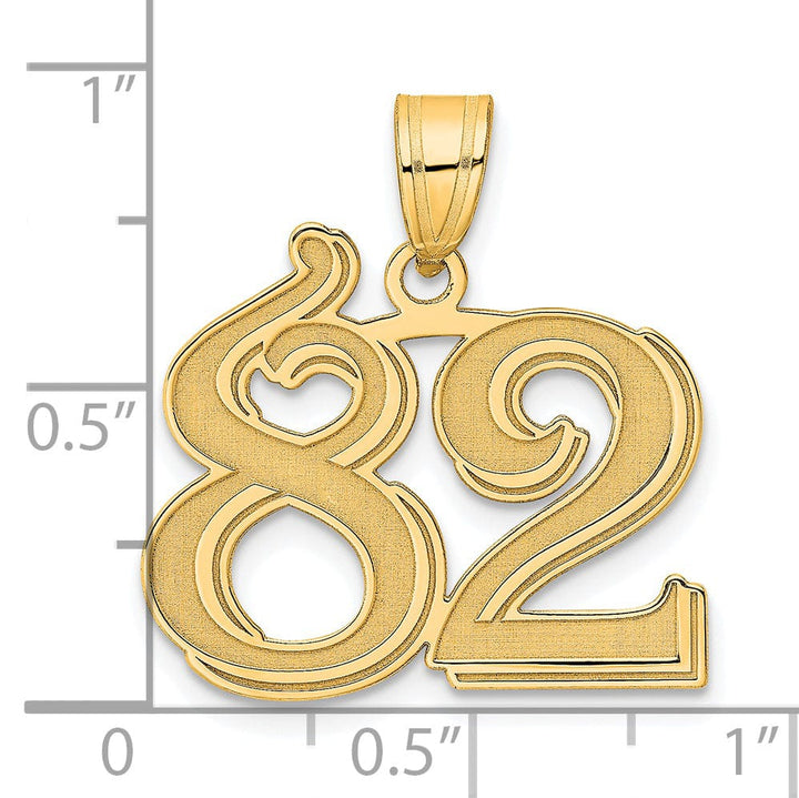 Lovely Rita's Pendants & Charms 14k Yellow Gold Polished Etched Finish Number 82 Charm Pendant