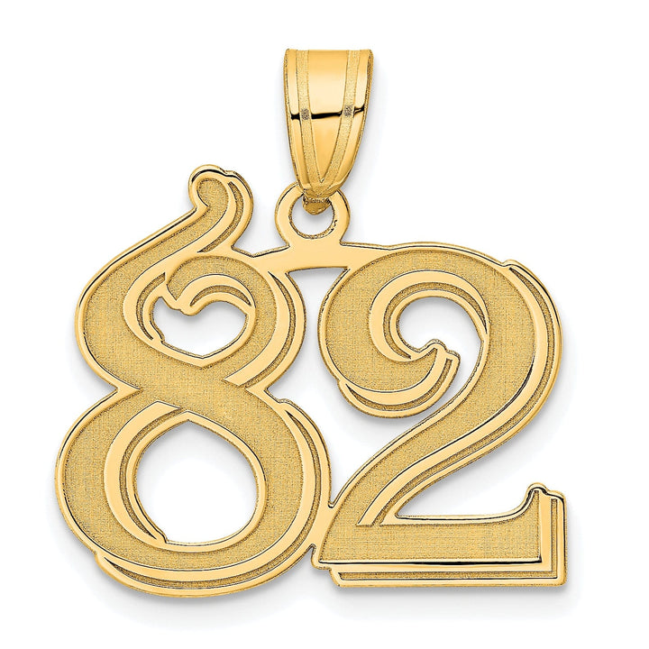 Lovely Rita's Pendants & Charms 14k Yellow Gold Polished Etched Finish Number 82 Charm Pendant