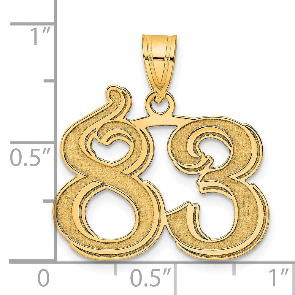 Lovely Rita's Pendants & Charms 14k Yellow Gold Polished Etched Finish Number 83 Charm Pendant
