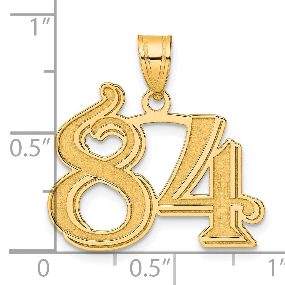 Lovely Rita's Pendants & Charms 14k Yellow Gold Polished Etched Finish Number 84 Charm Pendant