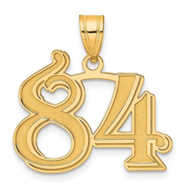 Lovely Rita's Pendants & Charms 14k Yellow Gold Polished Etched Finish Number 84 Charm Pendant