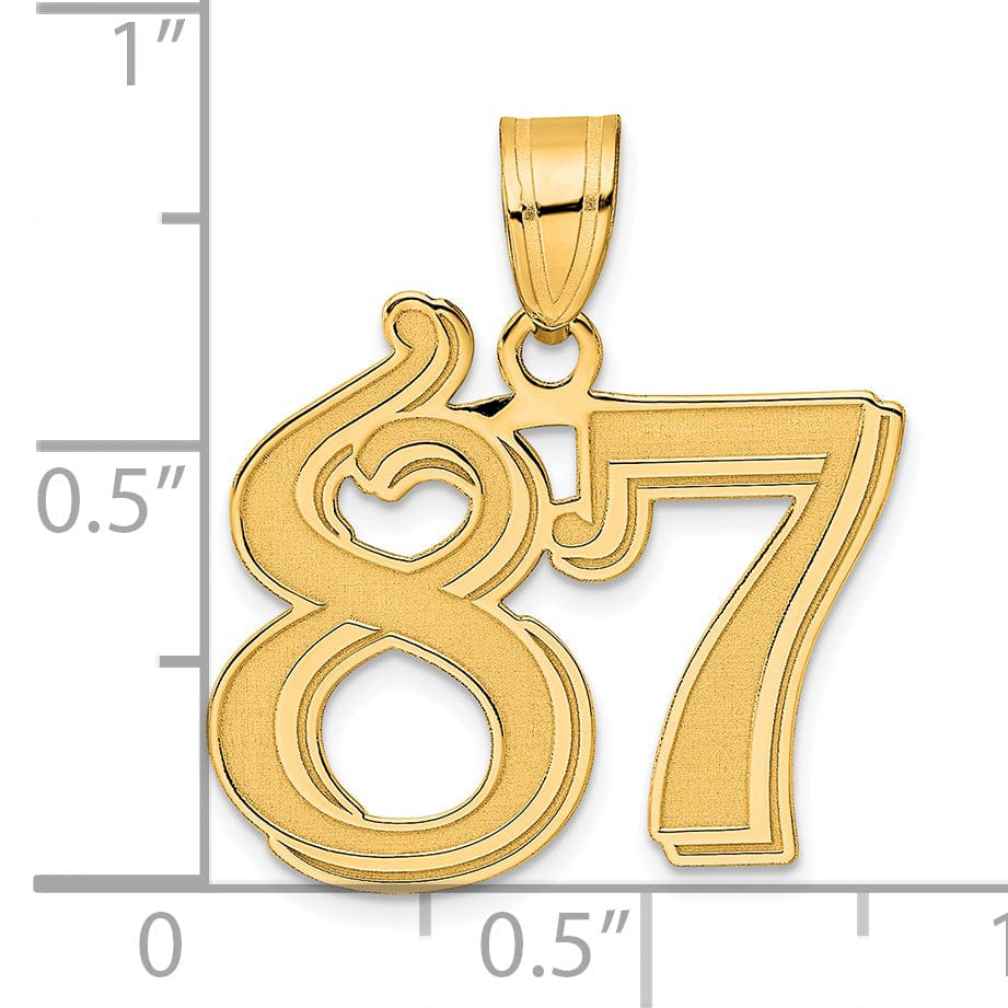 Lovely Rita's Pendants & Charms 14k Yellow Gold Polished Etched Finish Number 87 Charm Pendant