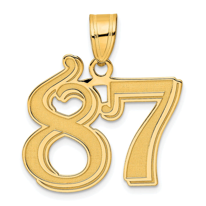 Lovely Rita's Pendants & Charms 14k Yellow Gold Polished Etched Finish Number 87 Charm Pendant