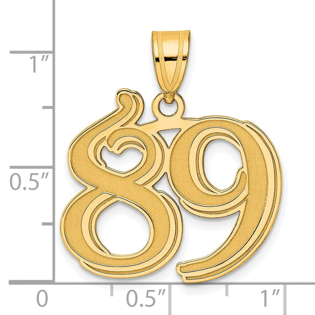 Lovely Rita's Pendants & Charms 14k Yellow Gold Polished Etched Finish Number 89 Charm Pendant