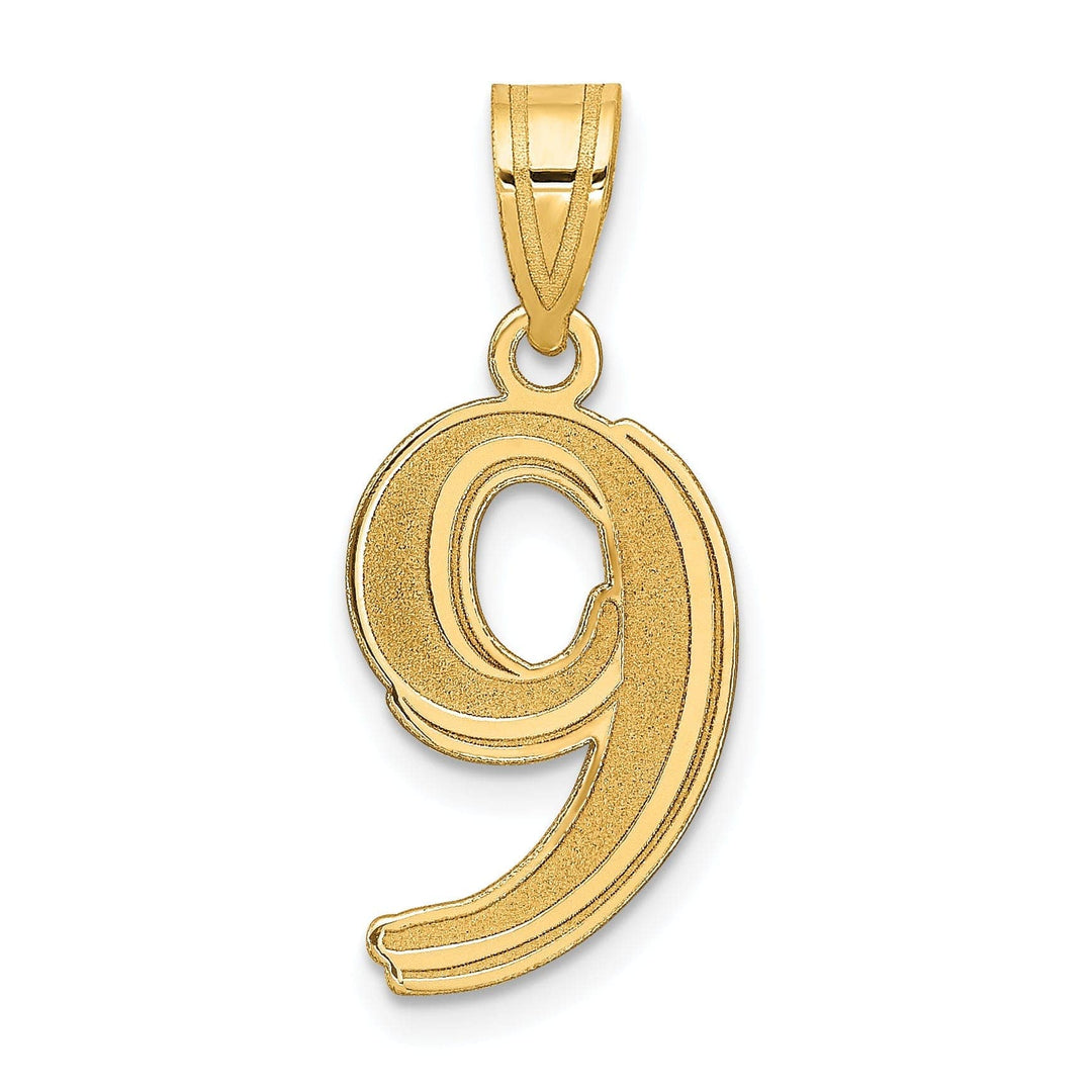 Lovely Rita's Pendants & Charms 14k Yellow Gold Polished Etched Finish Number 9 Charm Pendant