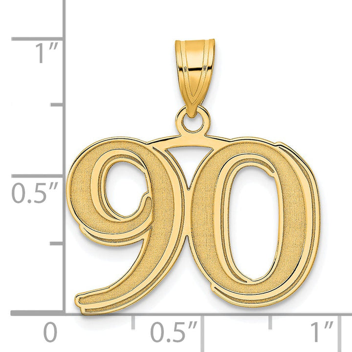 Lovely Rita's Pendants & Charms 14k Yellow Gold Polished Etched Finish Number 90 Charm Pendant