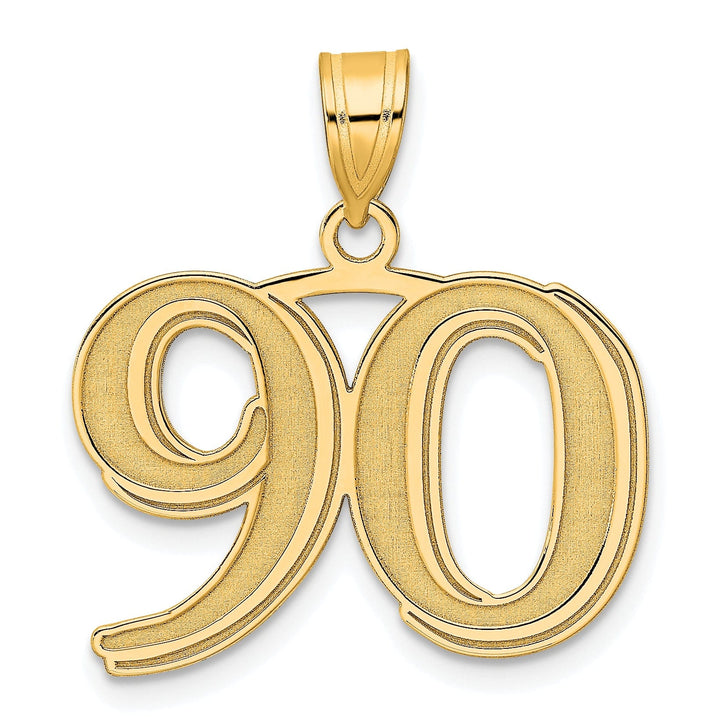 Lovely Rita's Pendants & Charms 14k Yellow Gold Polished Etched Finish Number 90 Charm Pendant