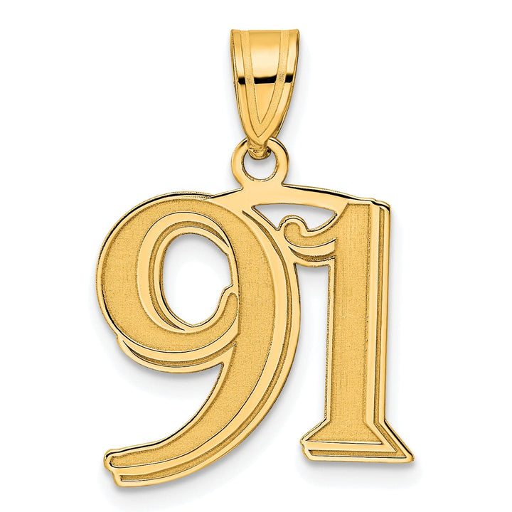 Lovely Rita's Pendants & Charms 14k Yellow Gold Polished Etched Finish Number 91 Charm Pendant