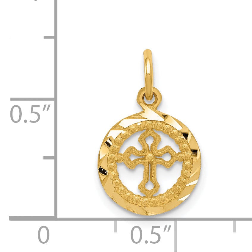 Lovely Rita's Pendants & Charms 14K Yellow Gold Polished Eternal Life Cross in Circle Design Pendant