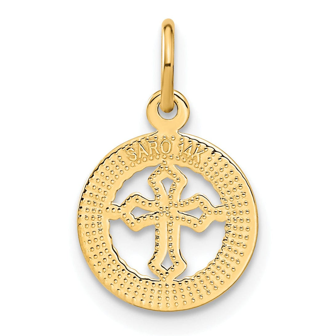 Lovely Rita's Pendants & Charms 14K Yellow Gold Polished Eternal Life Cross in Circle Design Pendant