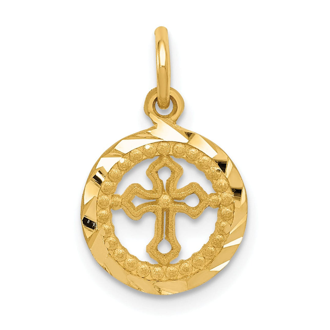 Lovely Rita's Pendants & Charms 14K Yellow Gold Polished Eternal Life Cross in Circle Design Pendant