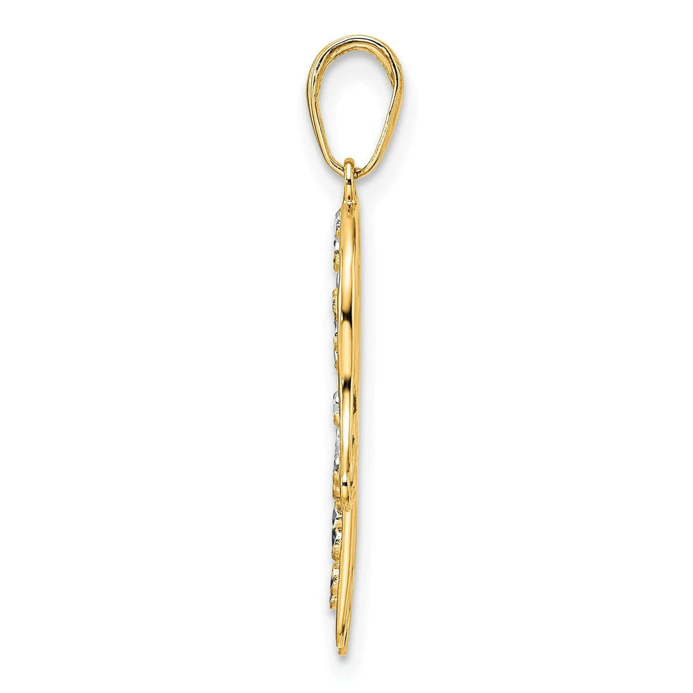 Lovely Rita's Pendants & Charms 14k Yellow Gold Polished Fancy Filligree Hamsa with Evil Eye Pendant