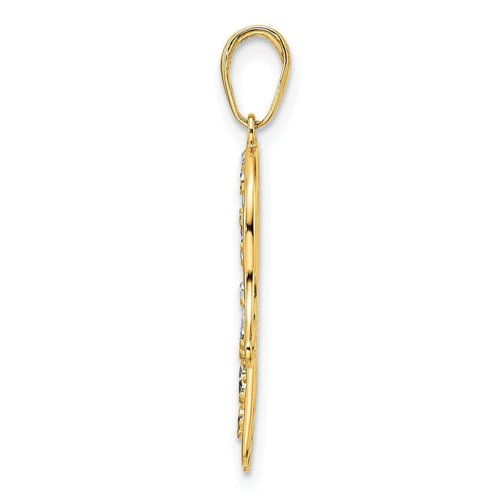 Lovely Rita's Pendants & Charms 14k Yellow Gold Polished Fancy Filligree Hamsa with Evil Eye Pendant