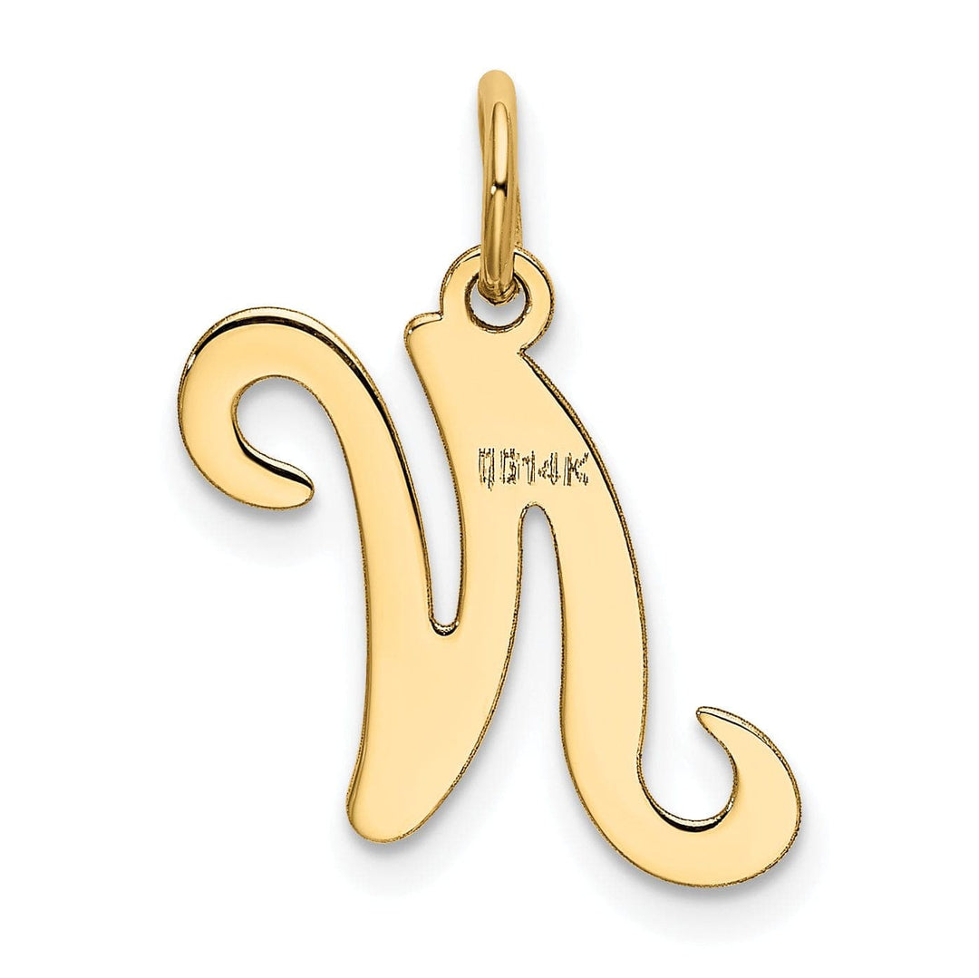 Lovely Rita's Pendants & Charms 14k Yellow Gold Polished Fancy Initial N Charm