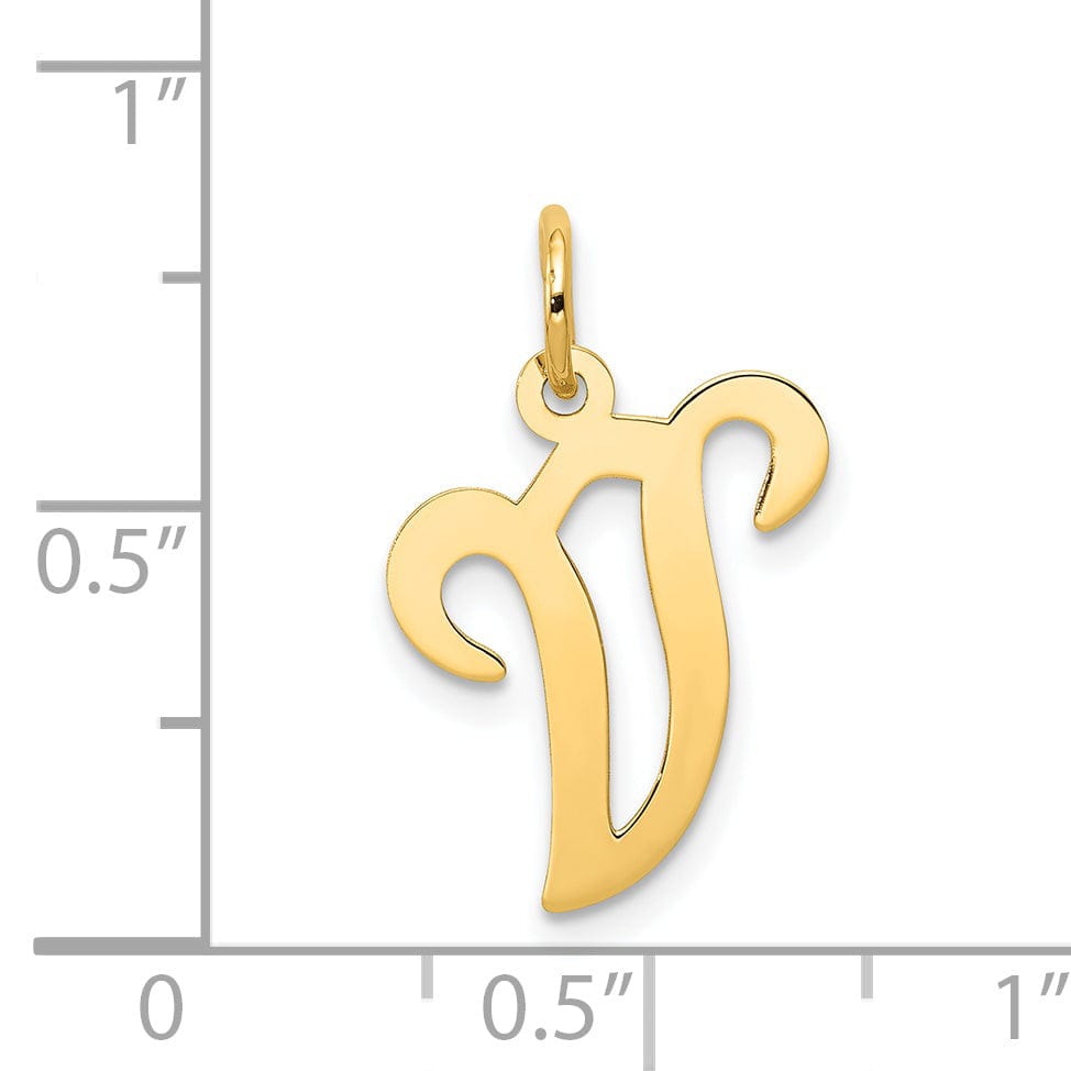 Lovely Rita's Pendants & Charms 14k Yellow Gold Polished Fancy Initial V Charm