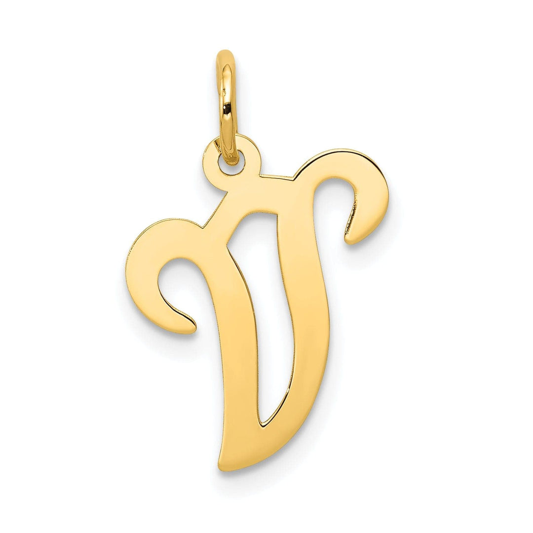 Lovely Rita's Pendants & Charms 14k Yellow Gold Polished Fancy Initial V Charm