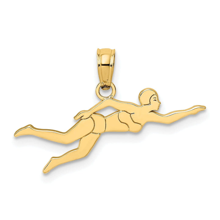 Lovely Rita's Pendants & Charms 14K Yellow Gold Polished Female Swimmer Charm Pendant