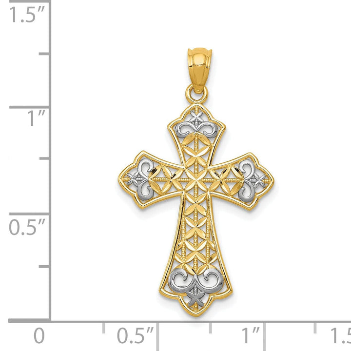 Lovely Rita's Pendants & Charms 14k Yellow Gold Polished Filigree Cross Pendant