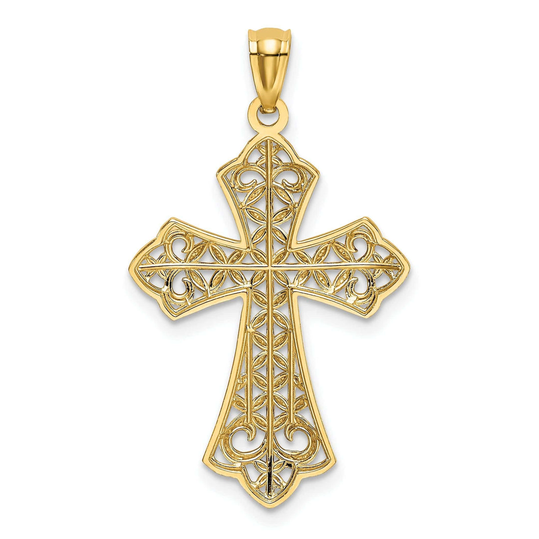 Lovely Rita's Pendants & Charms 14k Yellow Gold Polished Filigree Cross Pendant