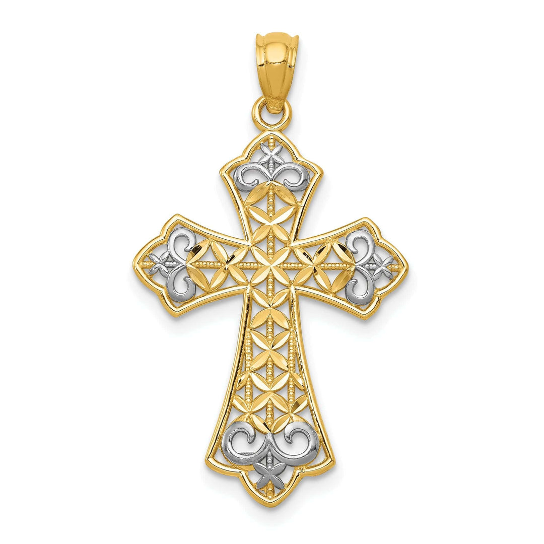 Lovely Rita's Pendants & Charms 14k Yellow Gold Polished Filigree Cross Pendant
