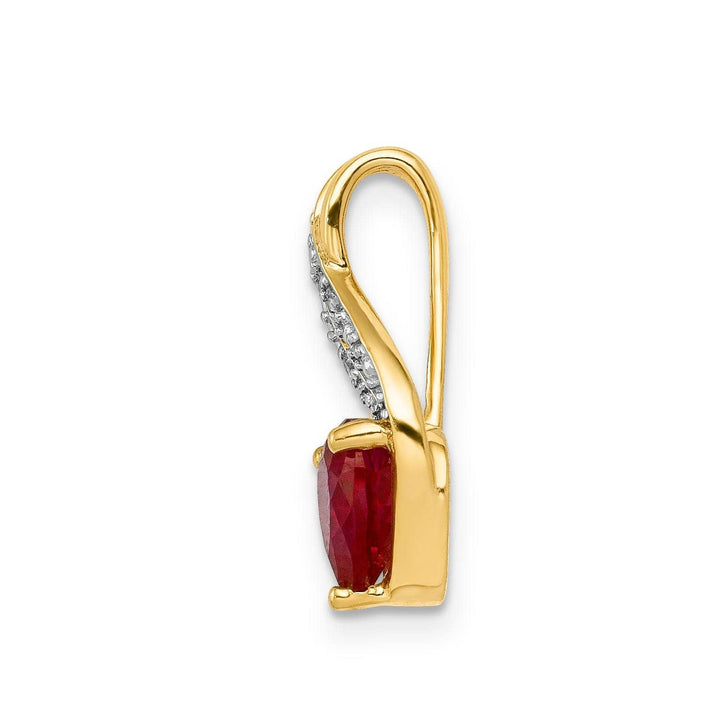 Lovely Rita's Pendants & Charms 14k Yellow Gold Polished Finish 0.01-CT Diamond & Created 1.15-CT Ruby Heart Fancy Design Charm will fit 2mm Omega Pendant