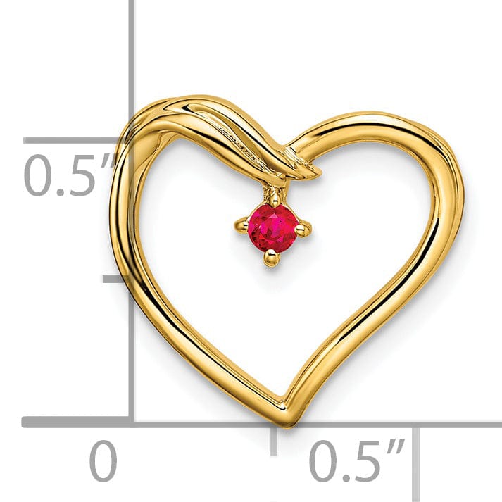 Lovely Rita's Pendants & Charms 14k Yellow Gold Polished Finish 0.05-CT Women's 0.05-CT Ruby Stone in Heart Design Chain Slide Pendant will not fit Omega chain