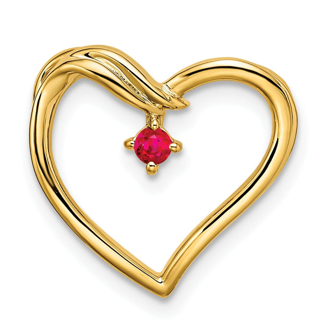 Lovely Rita's Pendants & Charms 14k Yellow Gold Polished Finish 0.05-CT Women's 0.05-CT Ruby Stone in Heart Design Chain Slide Pendant will not fit Omega chain