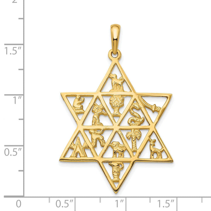 Lovely Rita's Pendants & Charms 14k Yellow Gold Polished Finish 12 Tribes Star of David Charm Pendant