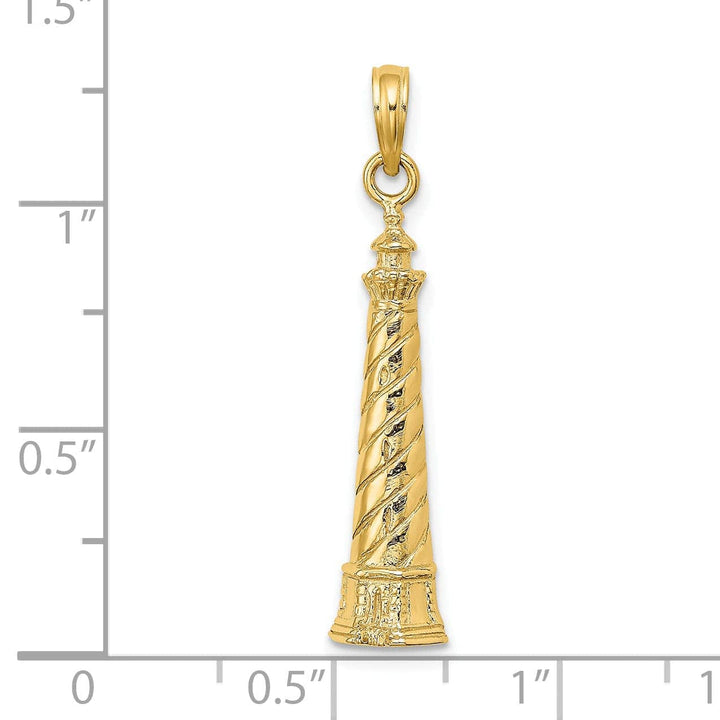 Lovely Rita's Pendants & Charms 14K Yellow Gold Polished Finish 2-D Cape Hatteras Lighthouse Charm
