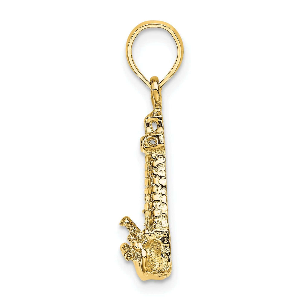 Lovely Rita's Pendants & Charms 14K Yellow Gold Polished Finish 2-D Lighthouse with Waves Building Design Charm