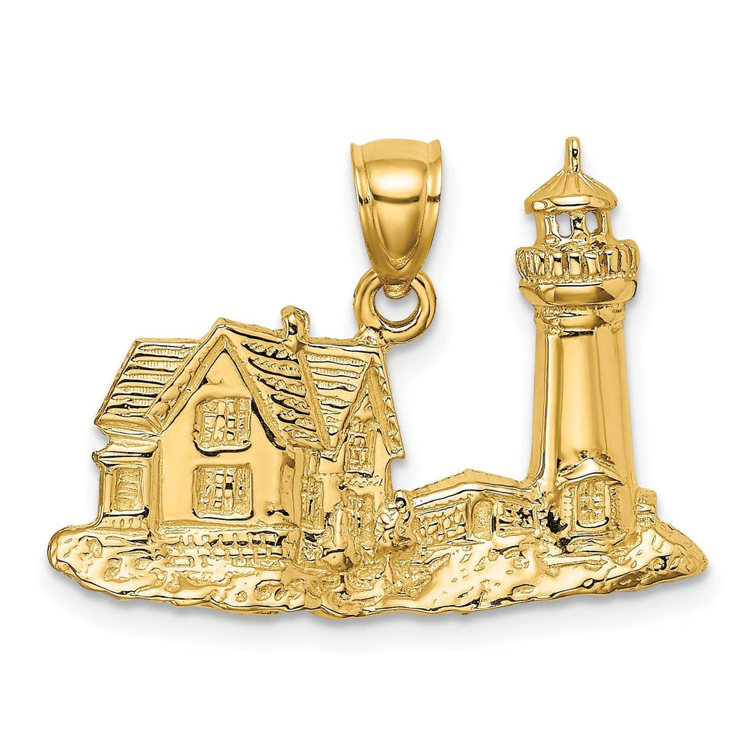 Lovely Rita's Pendants & Charms 14K Yellow Gold Polished Finish 2-D Nubble Lighthouse Charm