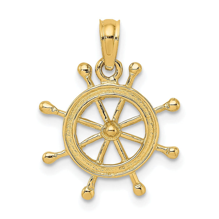 Lovely Rita's Pendants & Charms 14K Yellow Gold Polished Finish 2-D Ship Wheel Design Charm Pendant