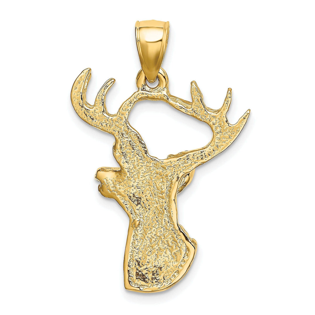 Lovely Rita's Pendants & Charms 14K Yellow Gold Polished Finish 2-Dimensional Deer Head with Antlers Design Charm Pendant