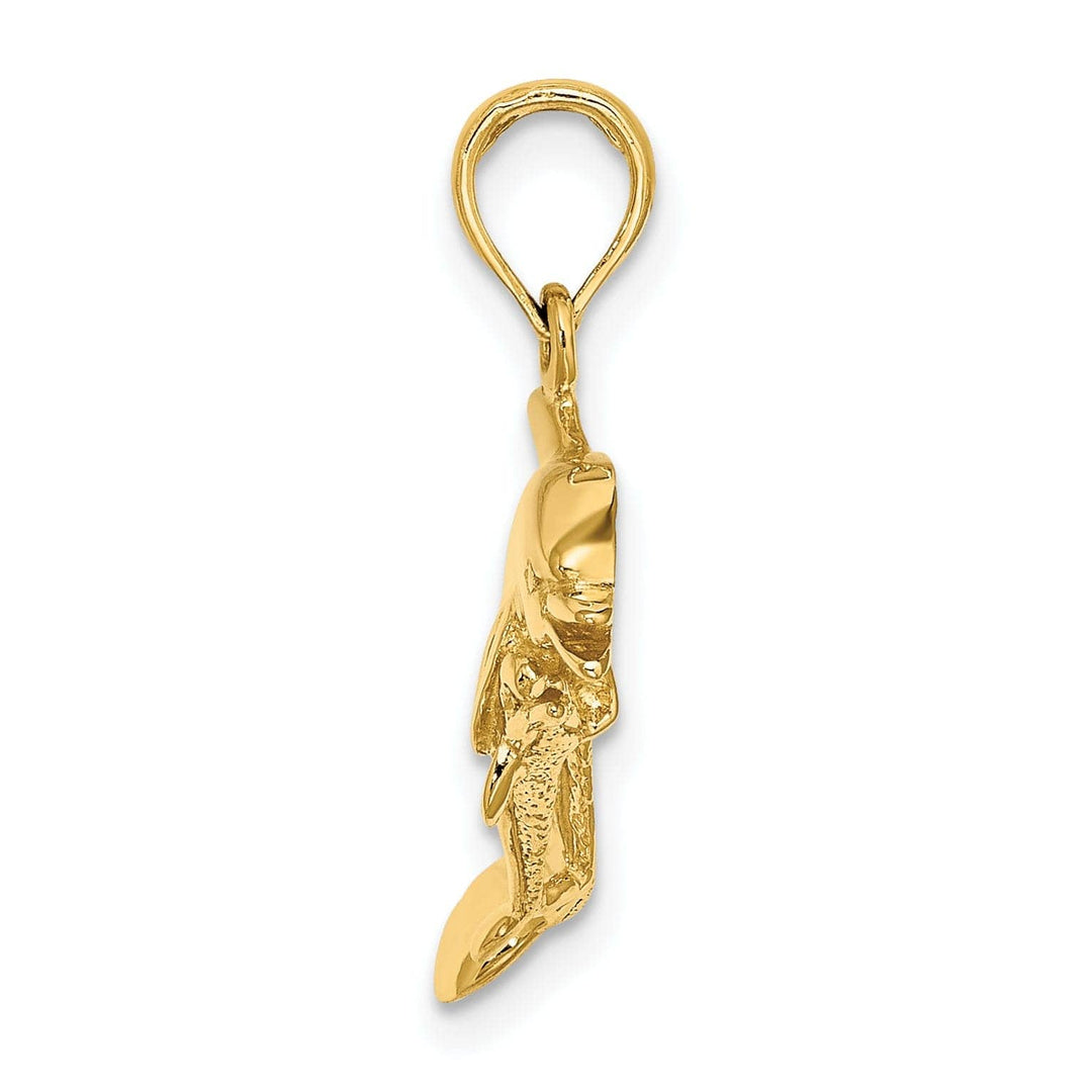 Lovely Rita's Pendants & Charms 14K Yellow Gold Polished Finish 2-Dimensional Double Dolphins Swimming Together Charm Pendant