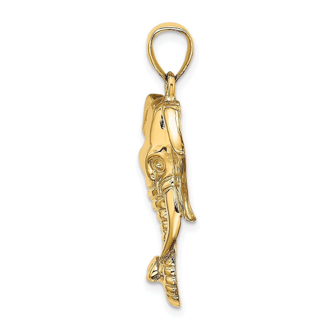 Lovely Rita's Pendants & Charms 14K Yellow Gold Polished Finish 2-Dimensional Elephant Head with Twisted Trunk Design Charm Pendant