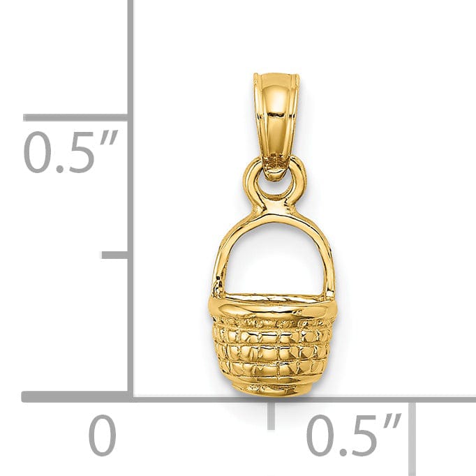 Lovely Rita's Pendants & Charms 14K Yellow Gold Polished Finish 2-Dimensional Flat Back Mini Basket Charm Pendant