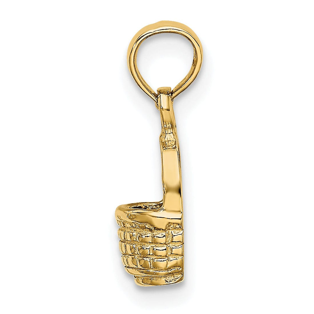 Lovely Rita's Pendants & Charms 14K Yellow Gold Polished Finish 2-Dimensional Flat Back Mini Basket Charm Pendant