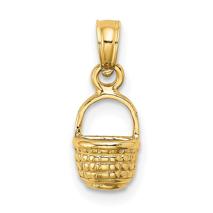 Lovely Rita's Pendants & Charms 14K Yellow Gold Polished Finish 2-Dimensional Flat Back Mini Basket Charm Pendant