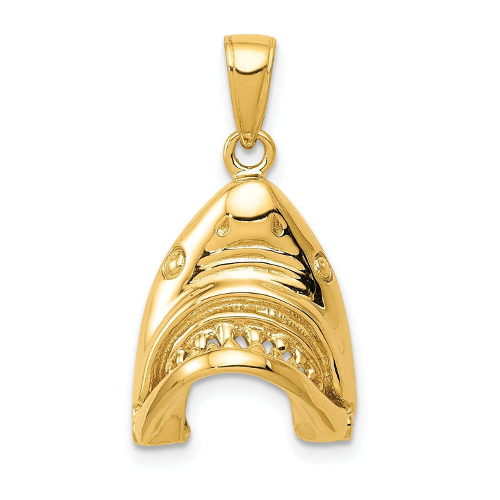 Lovely Rita's Pendants & Charms 14K Yellow Gold Polished Finish 2-Dimensional Jaws Shark Head Mouth Open Design Charm Pendant
