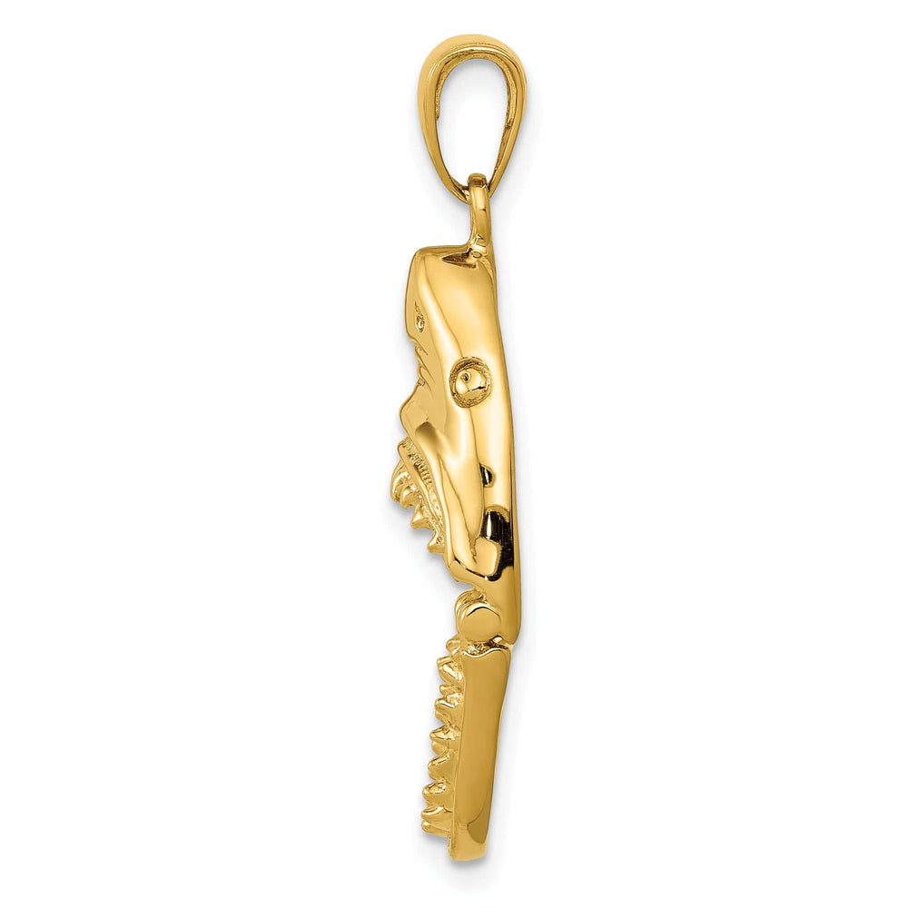 Lovely Rita's Pendants & Charms 14K Yellow Gold Polished Finish 2-Dimensional Jaws Shark Head Mouth Open Design Charm Pendant