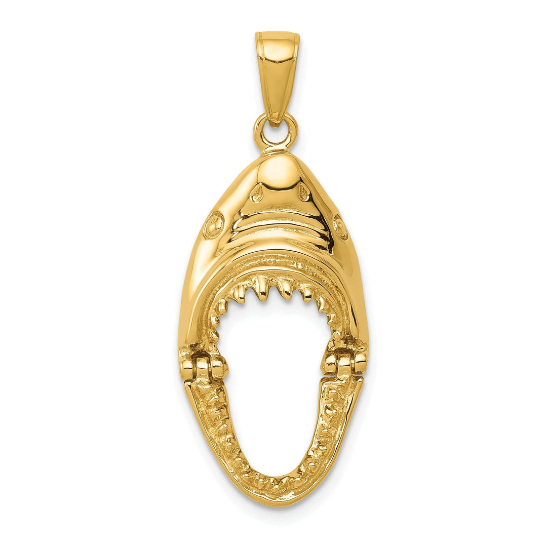Lovely Rita's Pendants & Charms 14K Yellow Gold Polished Finish 2-Dimensional Jaws Shark Head Mouth Open Design Charm Pendant